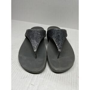 FitFlop Sandals Thongs Toe Post‎ Sequin Silver Pewter Platform Women’s Size 8